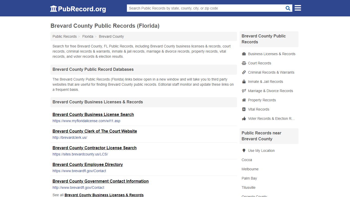 Free Brevard County Public Records (Florida Public Records) - PubRecord.org