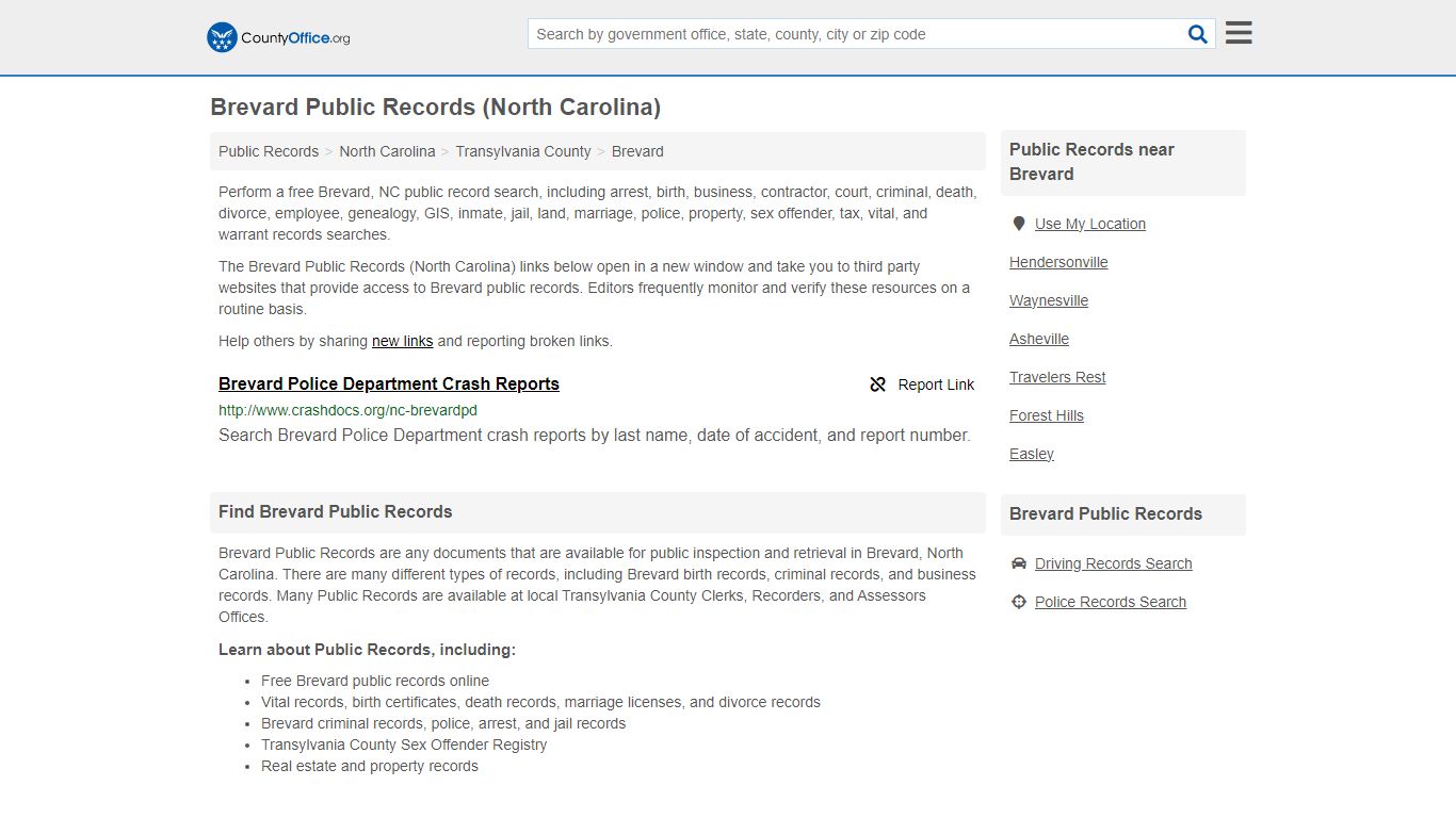 Public Records - Brevard, NC (Business, Criminal, GIS, Property & Vital ...